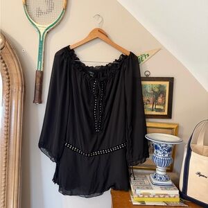 Silence + Noise Black Blouse with Studded Accents